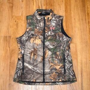 Under Armour Camo Vest Womens Medium Brown Excellent ColdGear Realtree Xtra